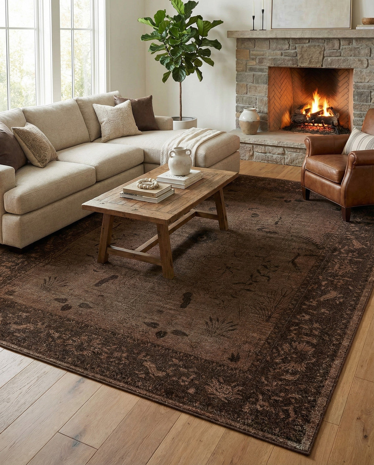 Horizon Collection Area Rug -  Apex (Brown) Rectangle Brown  lifestyle 17