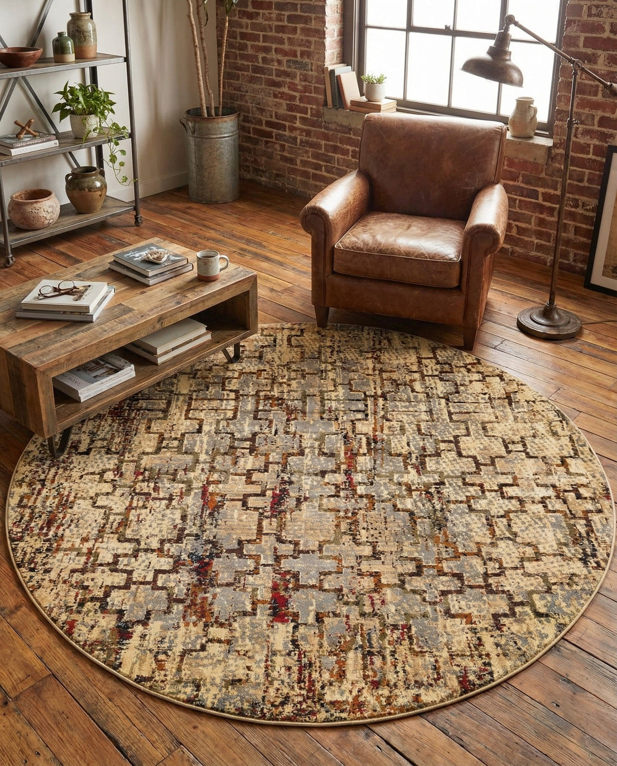 Neptune Elegance Collection Area Rug -  Proteus Round Beige Cream  lifestyle 140