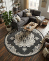 Beverly Grove Collection Area Rug - Melrose (Charcoal) Round Charcoal  lifestyle 76
