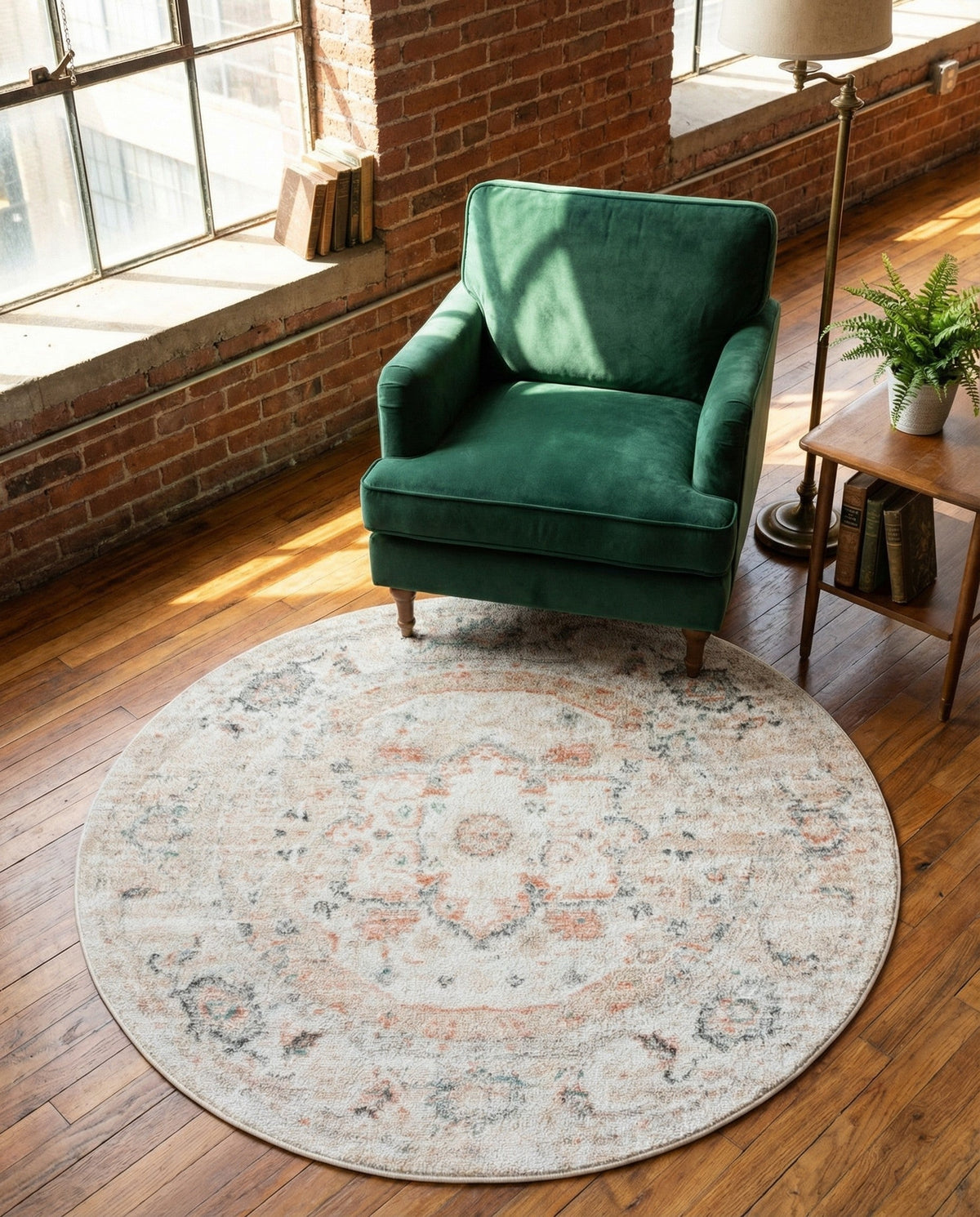 Parisian Elegance Collection Area Rug - Versailles (Ivory) Round Ivory  lifestyle 101