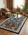 Tabriz Tapestry Collection Area Rug - Sahand (Navy Blue) Rectangle Navy Blue  lifestyle 24