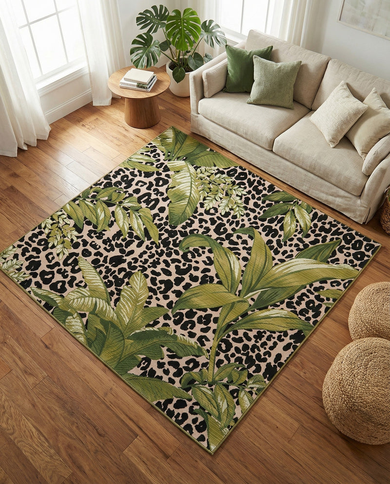 Seaside Blooms Collection Area Rug -  Lotus Square Green  lifestyle 40