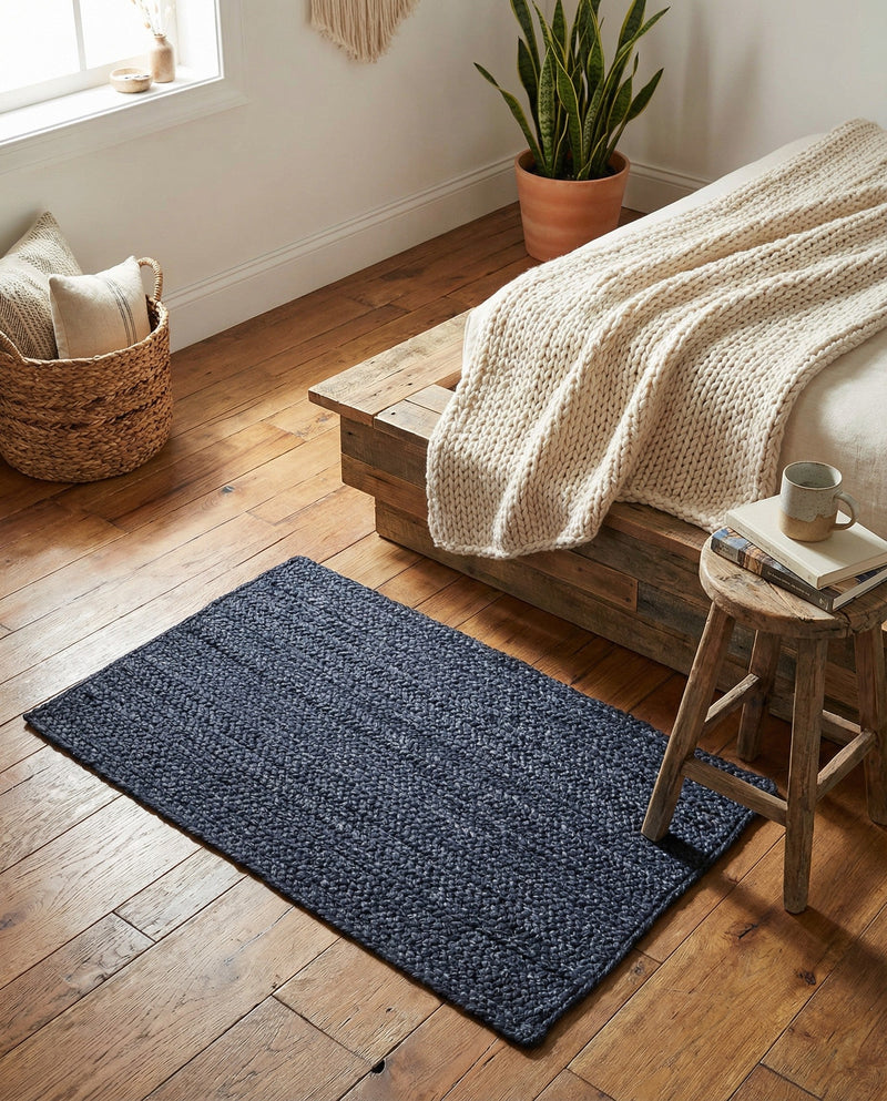 Woven Seaside Jute Collection Area Rug - Savannah (Navy Blue) Rectangle Navy Blue  lifestyle 20