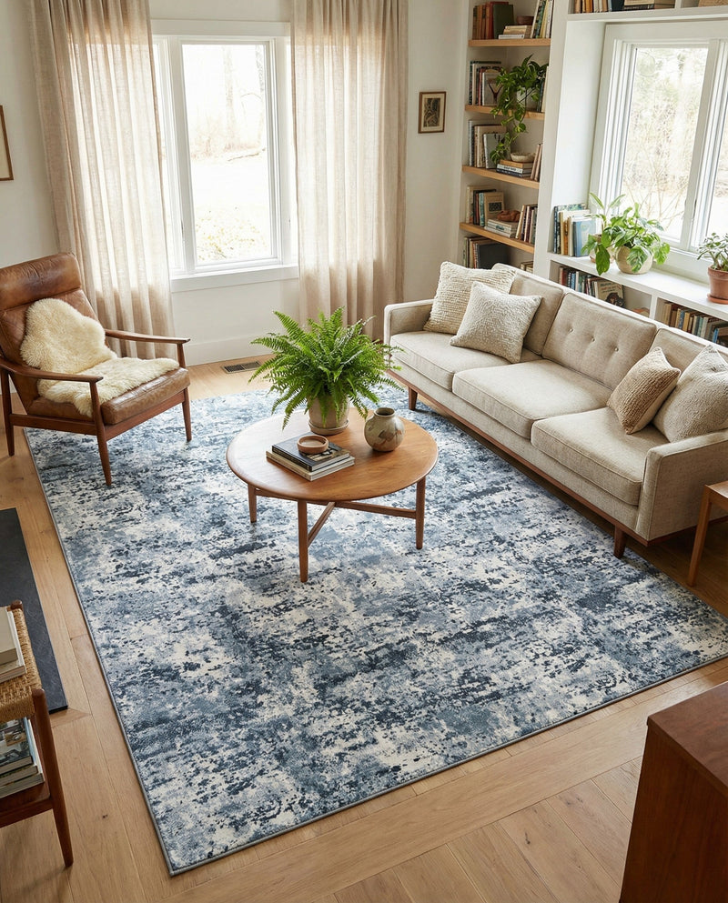 Luminara Sands Collection Area Rug - Elysium (Vintage Blue) Rectangle Vintage Blue  lifestyle 24