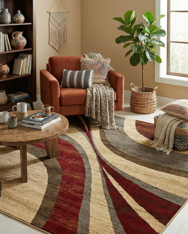 Bistro Lounge Collection Area Rug -  Frappe Square Beige  lifestyle 46