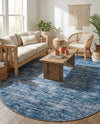 Sahara Essence Collection Area Rug - Oasis (Blue) Oval Blue  lifestyle 37