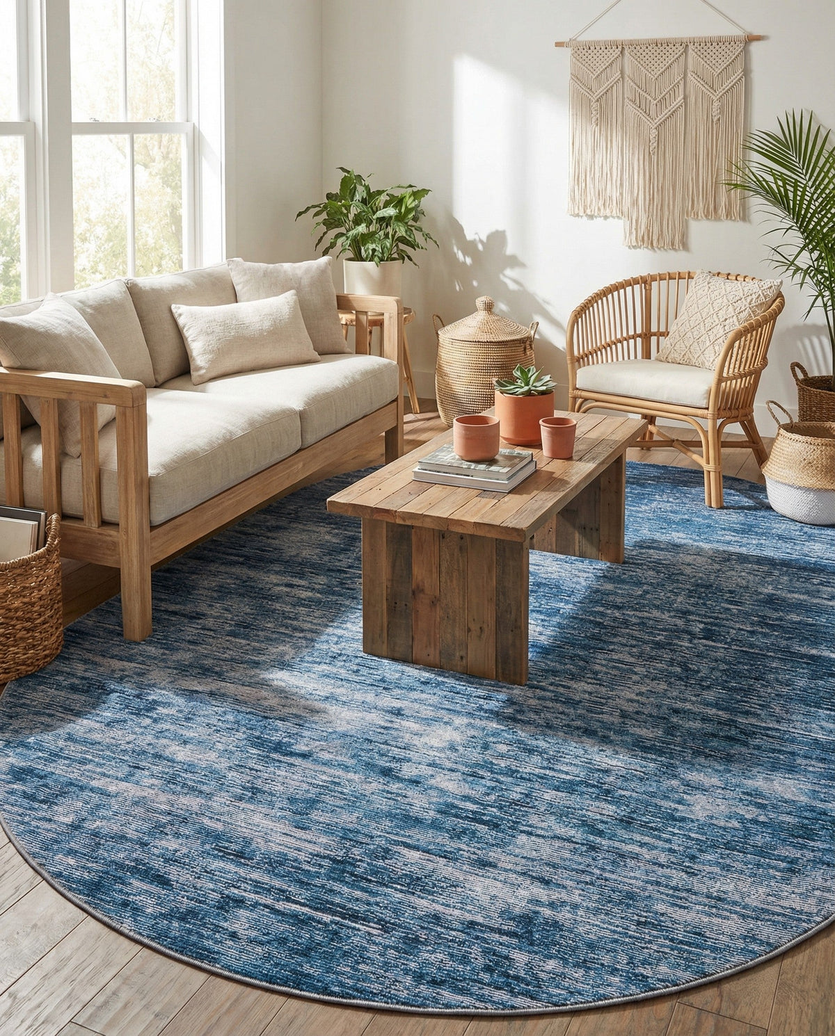 Sahara Essence Collection Area Rug - Oasis (Blue) Oval Blue  lifestyle 37