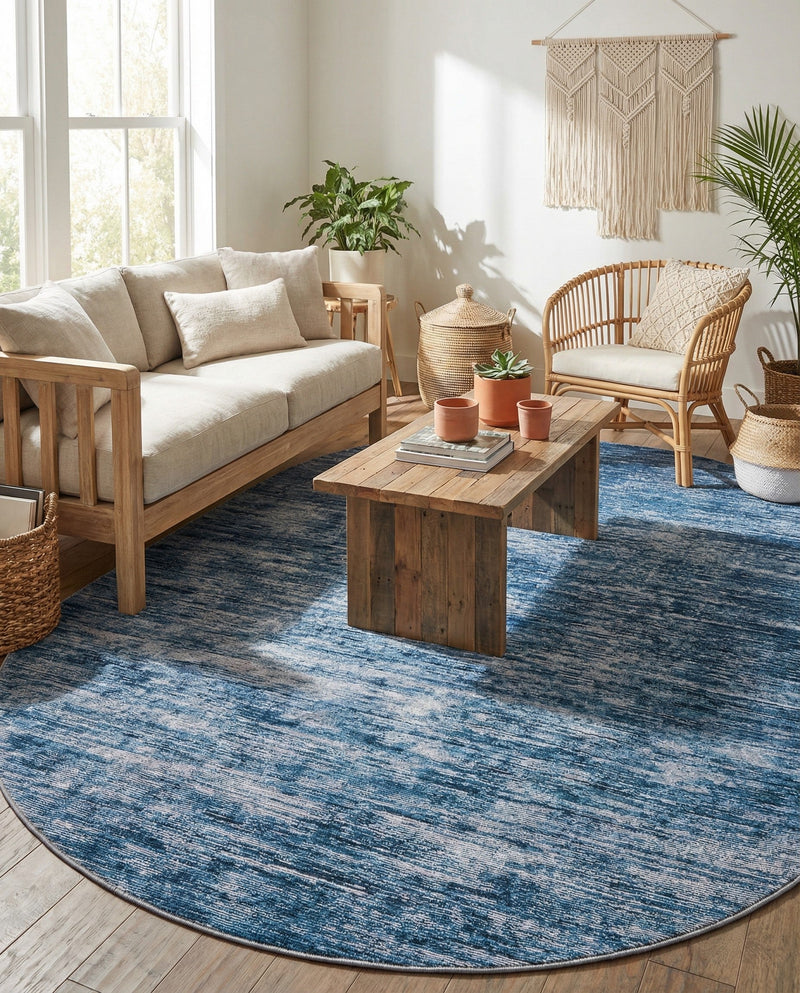 Sahara Essence Collection Area Rug - Oasis (Blue) Oval Blue  lifestyle 37