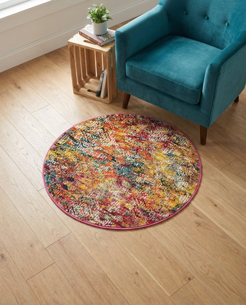 Colorburst Oasis Collection Area Rug -  Azura Round Multi  lifestyle 72