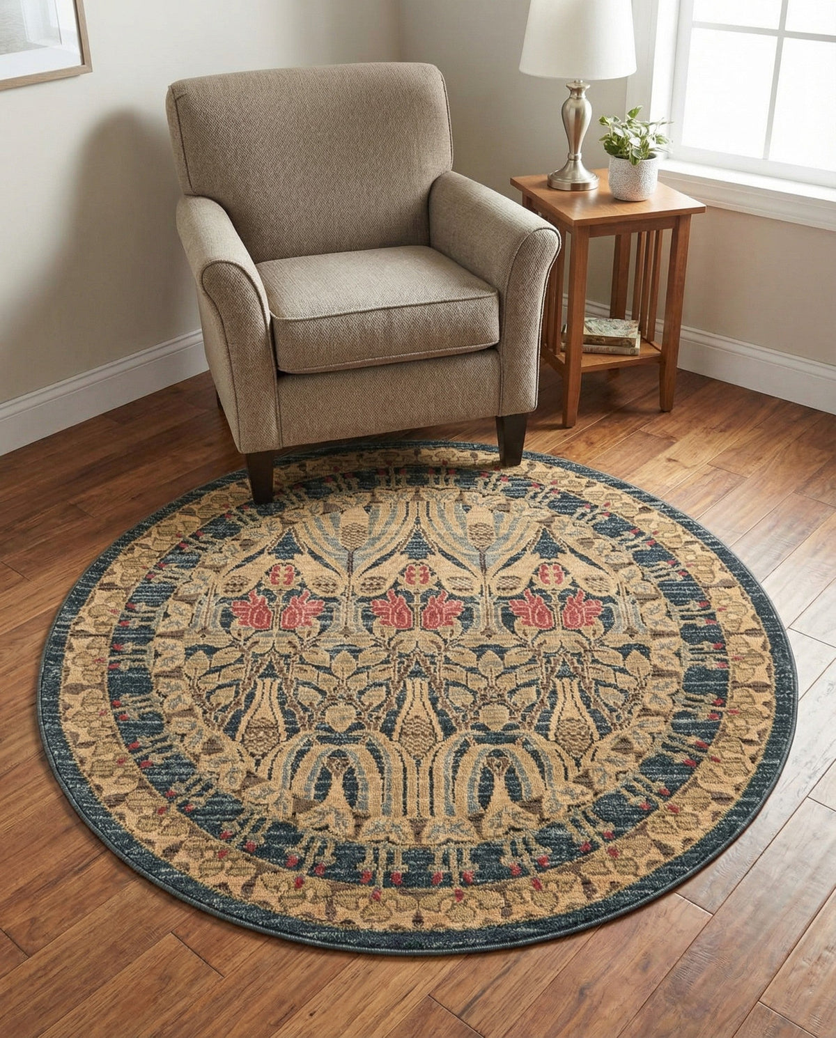 Chelsea Elegance Collection Area Rug -  Brompton (Navy Blue) Round Navy Blue  lifestyle 121