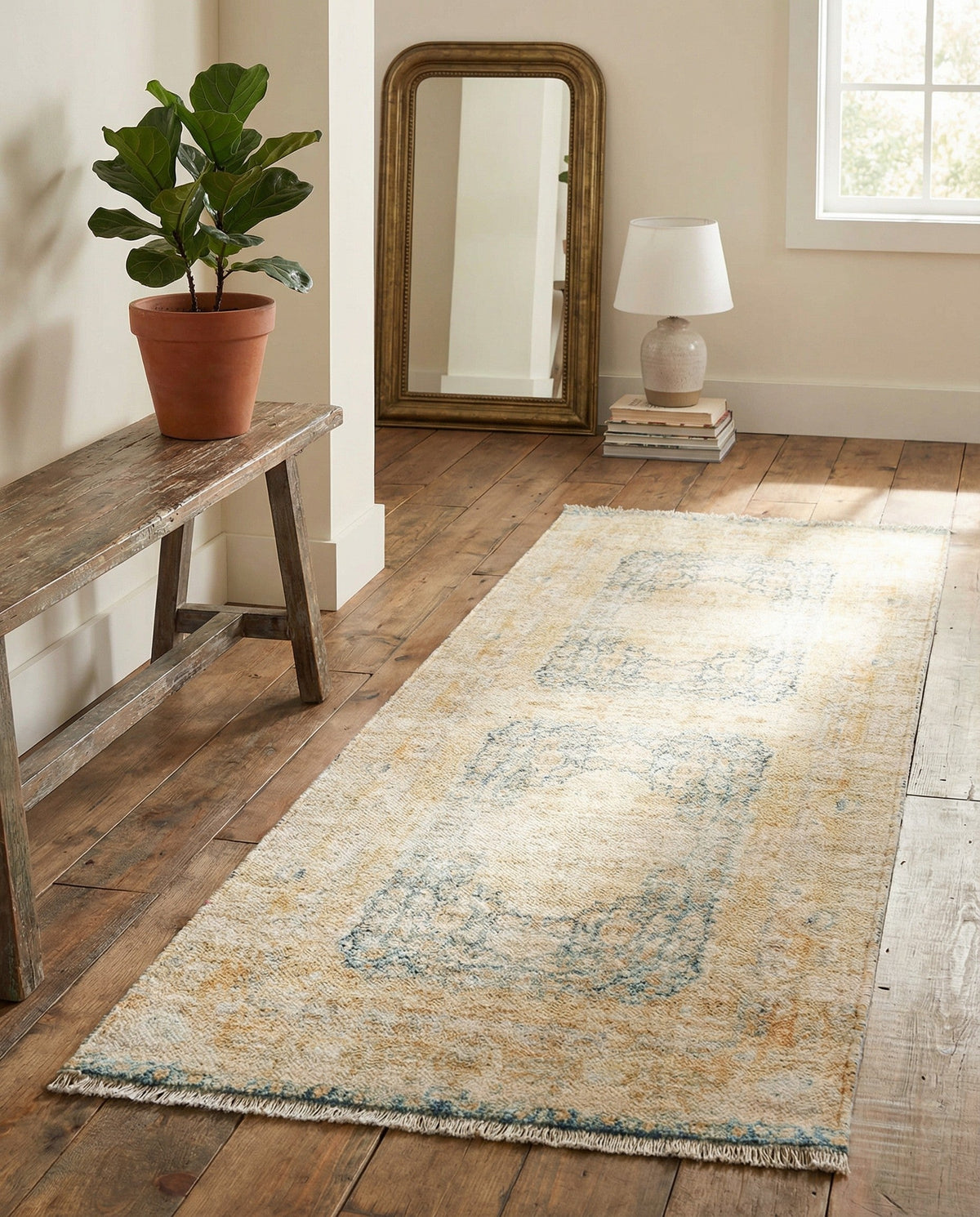 Bazaar Chic Collection Area Rug -  Kenitra Runner Blue and Ivory  lifestyle 50