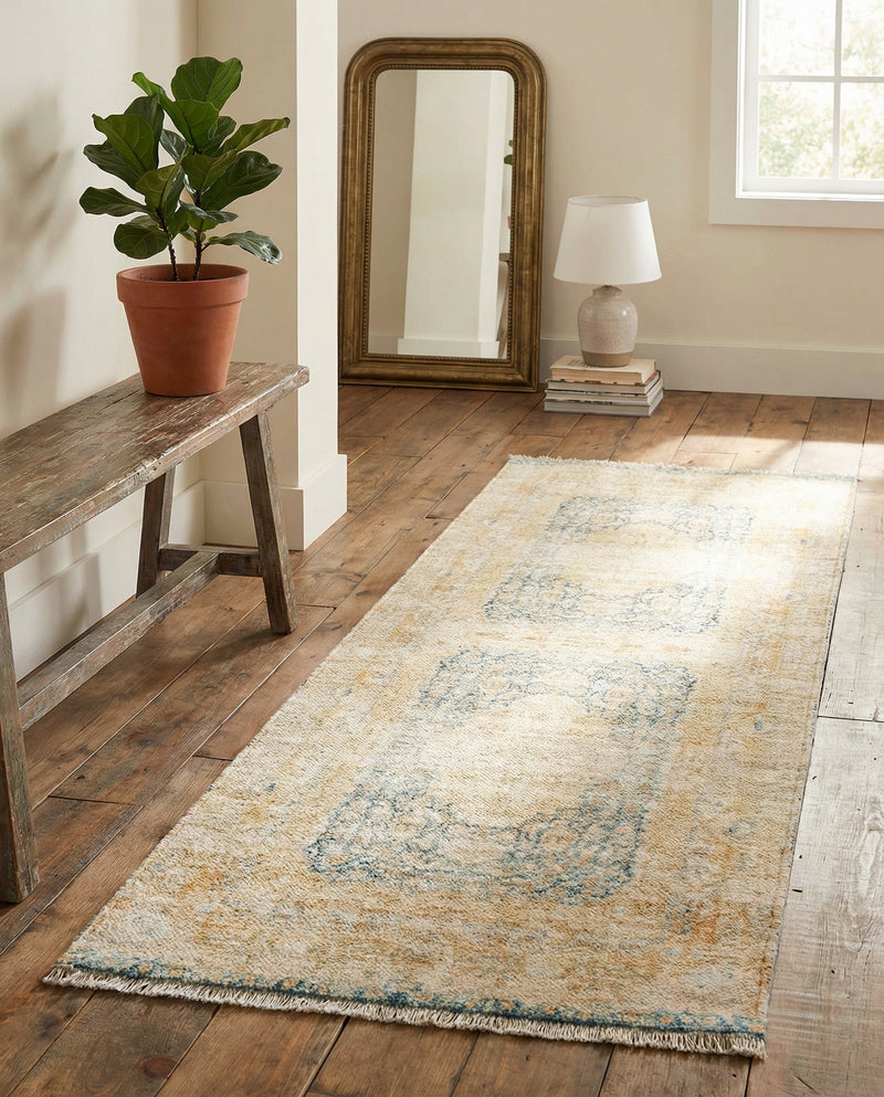 Bazaar Chic Collection Area Rug -  Kenitra Runner Blue and Ivory  lifestyle 50