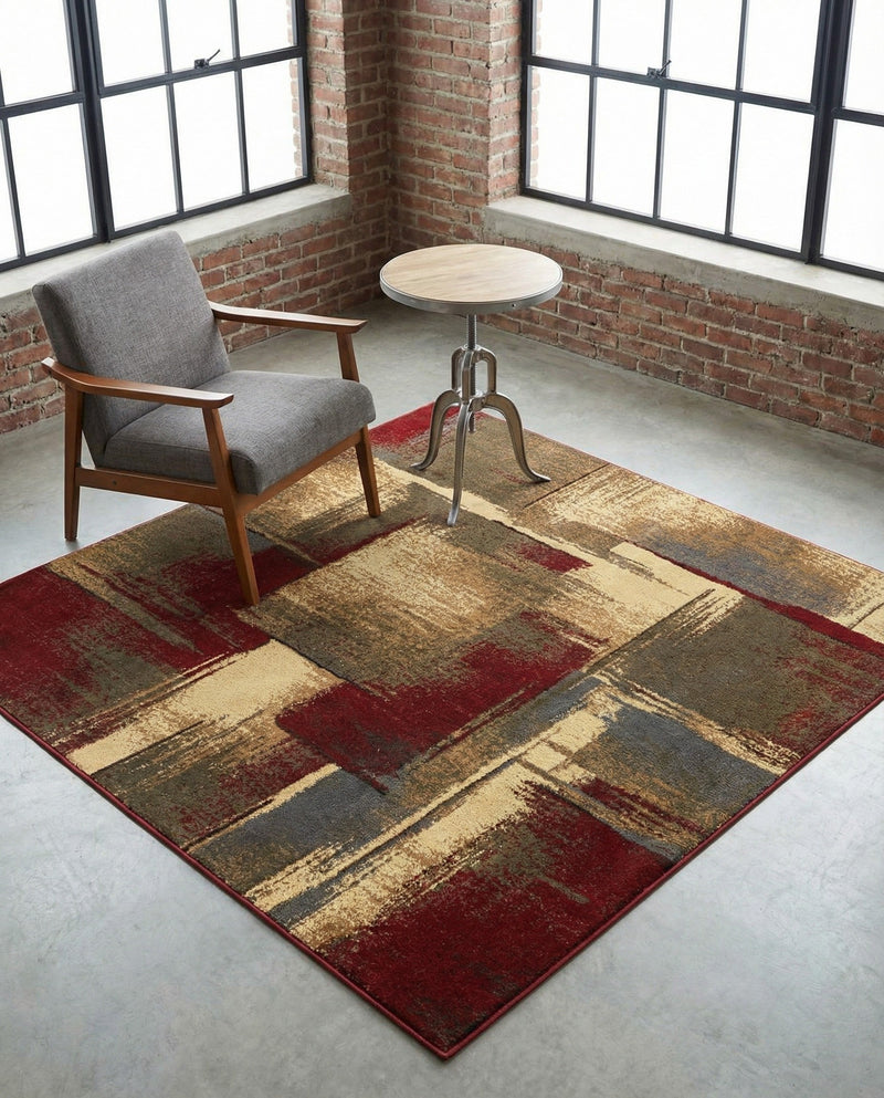 Bistro Lounge Collection Area Rug -  Doppio Square Multi  lifestyle 47