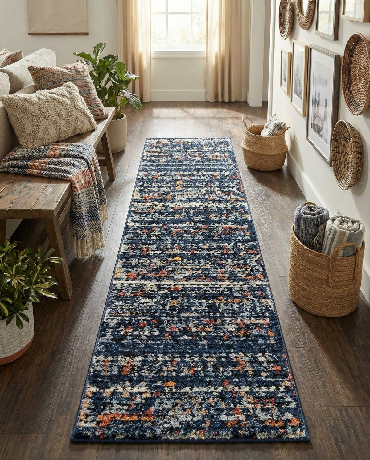 Tangier Treasures Collection Area Rug -  Marrakech Runner Navy Blue  lifestyle 176