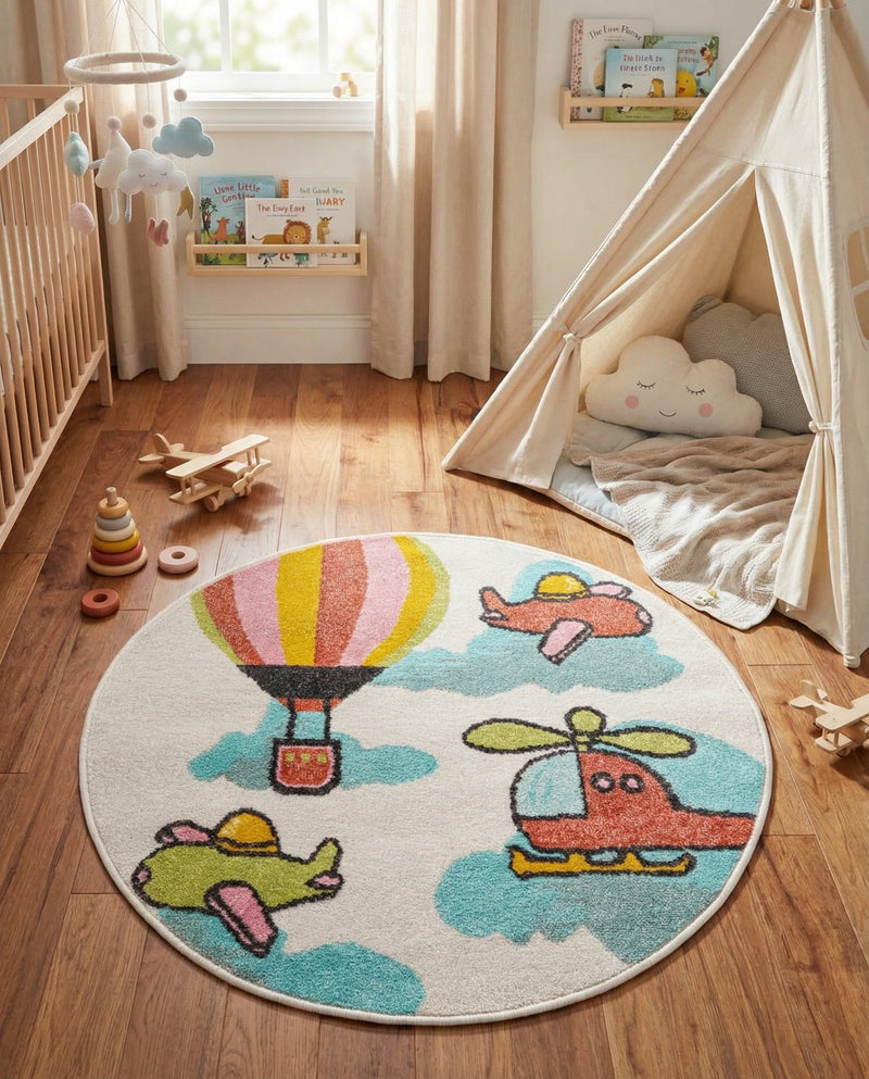Wonder Tykes Collection Area Rug -  Splatter Round Multi  lifestyle 40