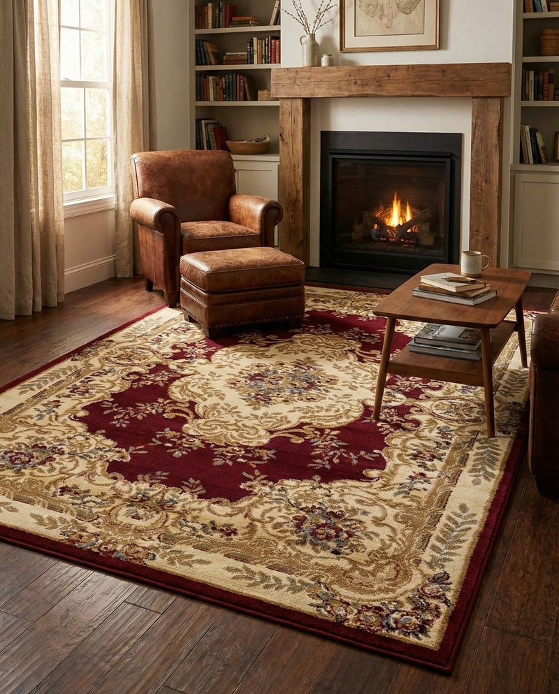 Versailles Elegance Collection Area Rug -  Vincennes Rectangle Red  lifestyle 51