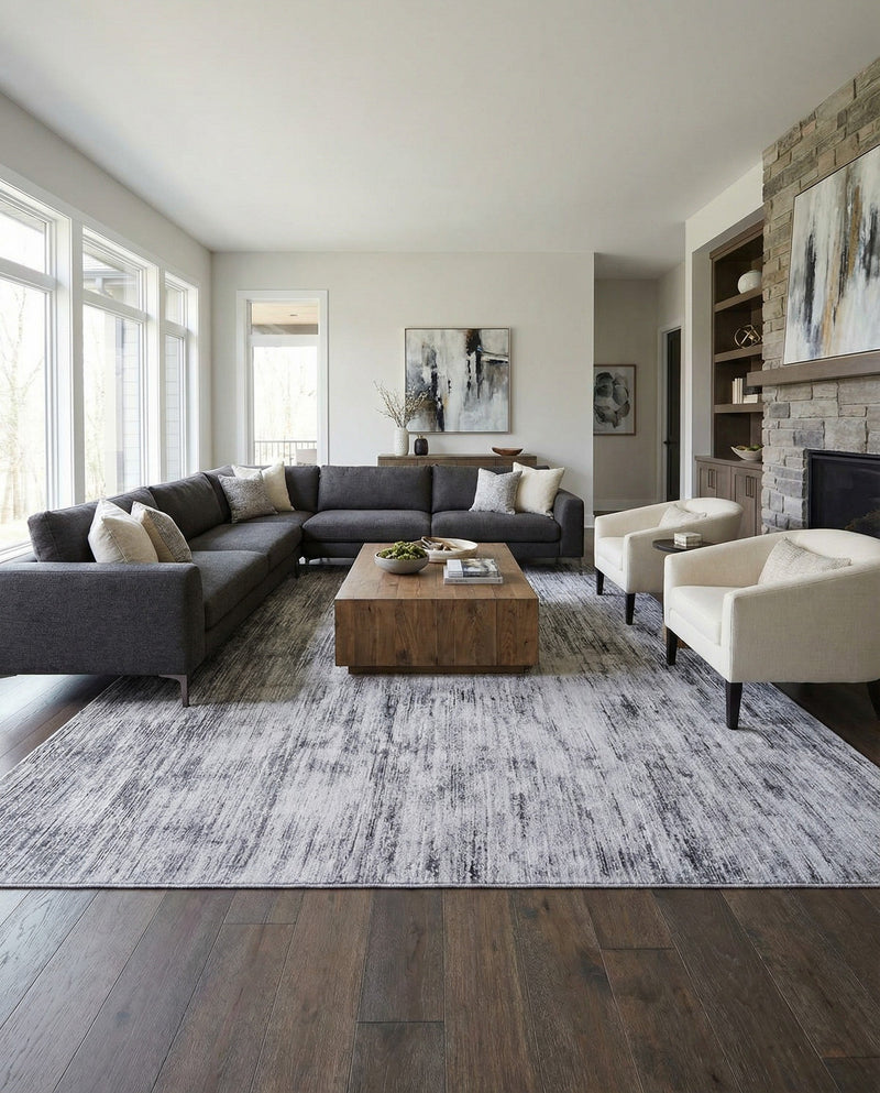 Sahara Essence Collection Area Rug - Oasis (Gray) Rectangle Gray  lifestyle 25