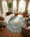 Savannah Soiree Collection Area Rug - Serengeti (Blue) Round Blue  lifestyle 51