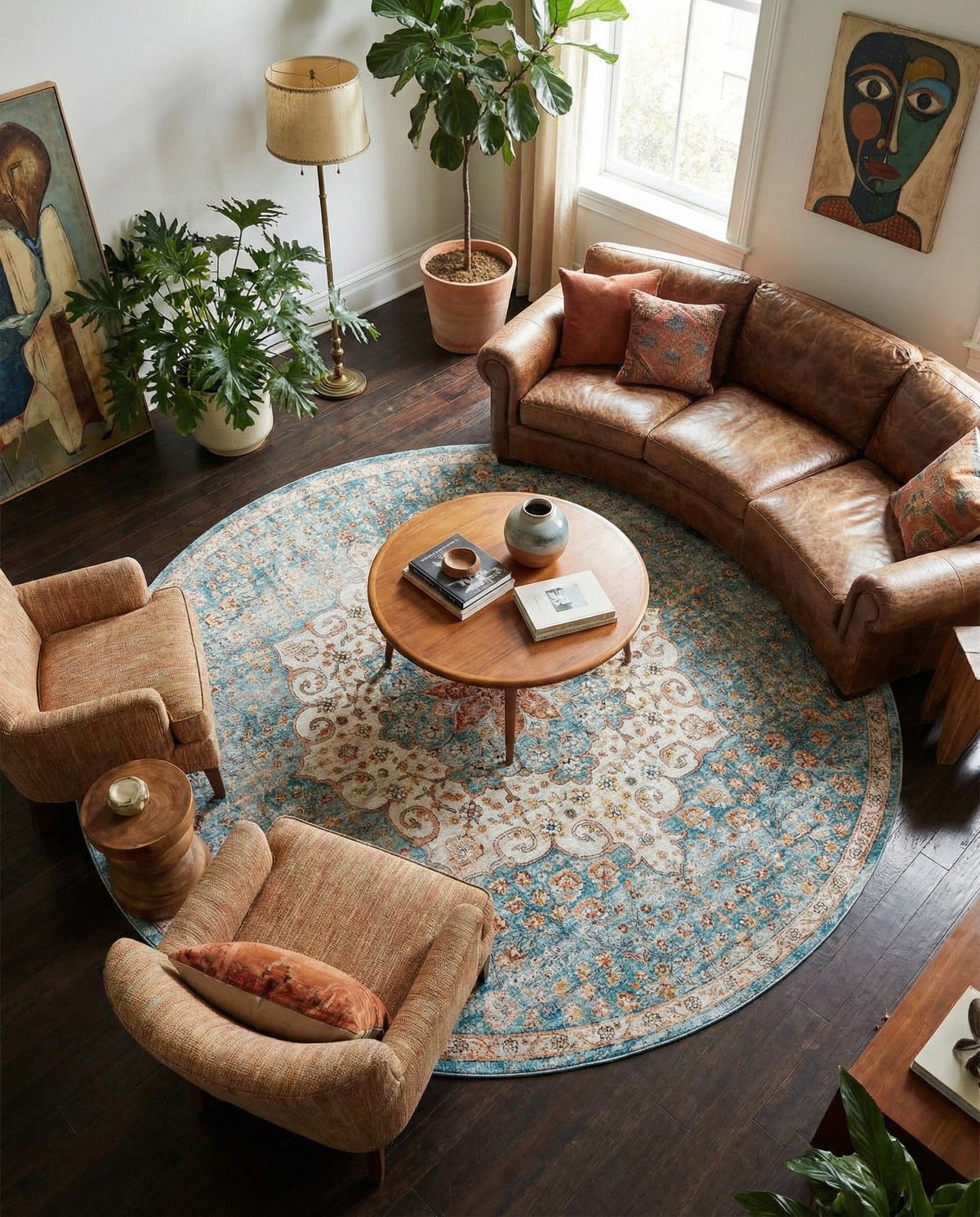 Coastal Haven Collection Area Rug - Seabreeze (Blue) Round Blue  lifestyle 86