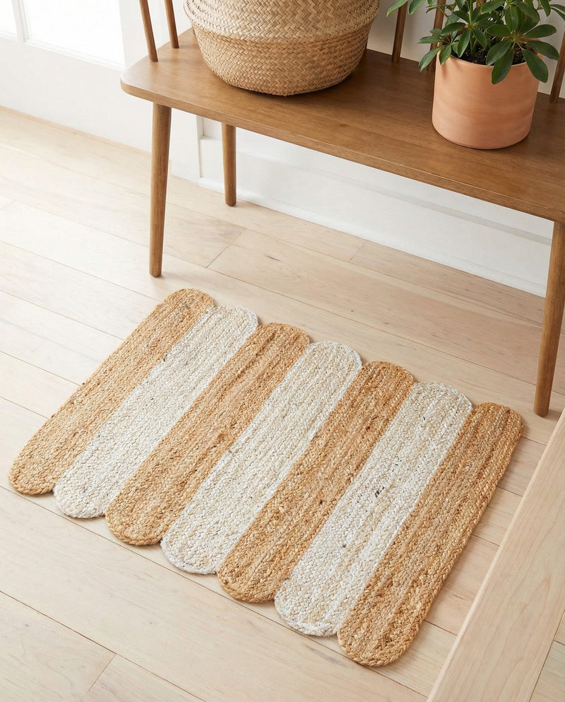 Serenity Braided Jute Collection Area Rug - Luna Rectangle Natural and Ivory  lifestyle 16