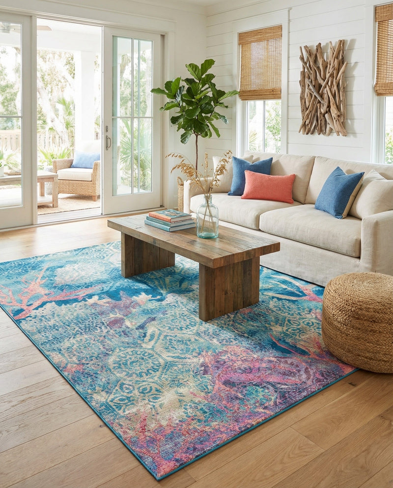 Seaside Haven Rugs Collection Area Rug - Marina Rectangle Multi  lifestyle 13
