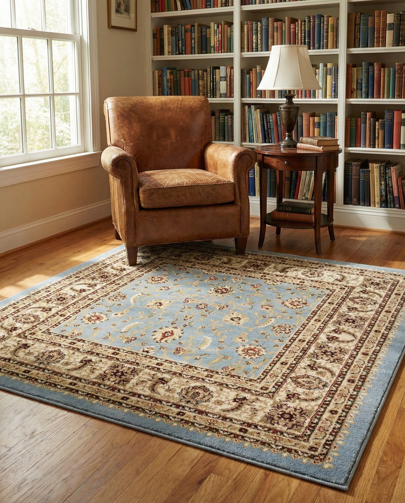 Jaipur Elegance Collection Area Rug -  Nahargarh (Light Blue) Square Light Blue  lifestyle 28