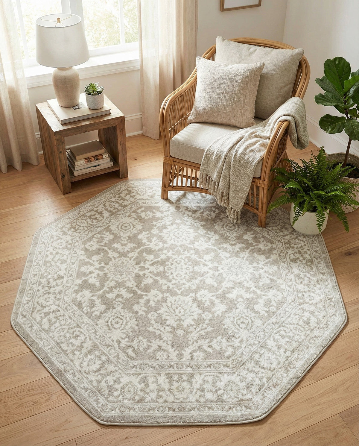 Savannah Elegance Collection Area Rug - Augusta (Light Gray) Octagon Light Gray  lifestyle 89