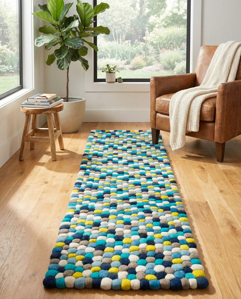 Woolen Sphere Collection Area Rug - Orbsburg (Blue) Runner Blue  lifestyle 26