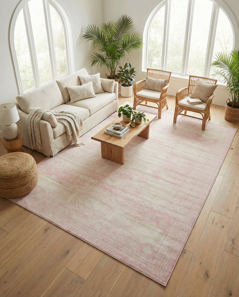 Dover Terrace Collection Area Rug -  Lagoon (Pink) Rectangle Pink  lifestyle 15