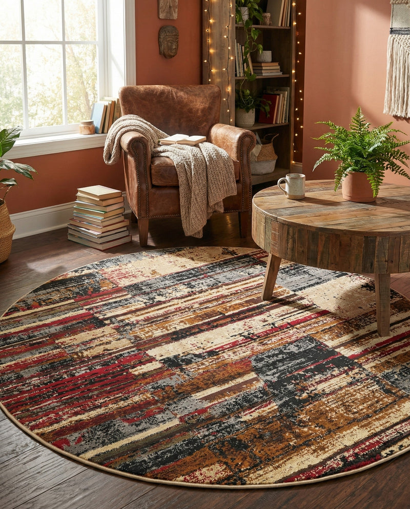 Neptune Elegance Collection Area Rug - Triton Round Multi  lifestyle 68