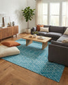 Marrakesh Lattice Collection Area Rug - Casablanca (Teal blue) Rectangle Teal blue  lifestyle 23