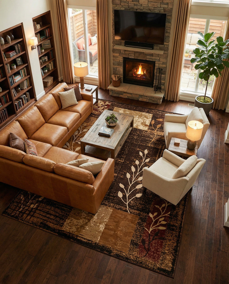 Bistro Lounge Collection Area Rug -  Affogato Rectangle Brown  lifestyle 18