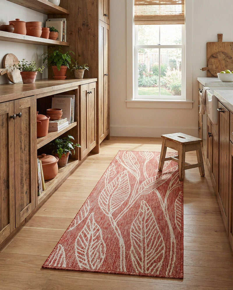 Seaside Blooms Collection Area Rug -  Evergreen (Rust Red) Runner Rust Red  lifestyle 40