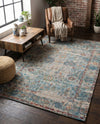 Savannah Threads Collection Area Rug - Tybee Rectangle Teal blue  lifestyle 18