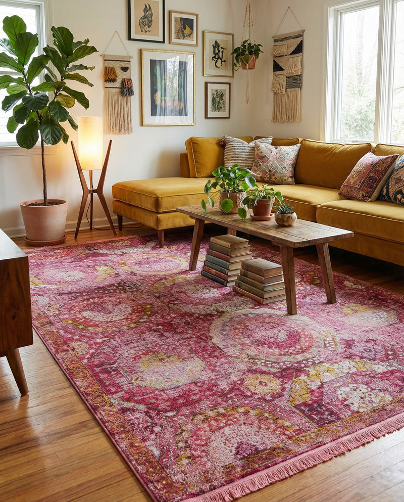 Caribbean Breeze Collection Area Rug -  Lucia Rectangle Pink  lifestyle 38