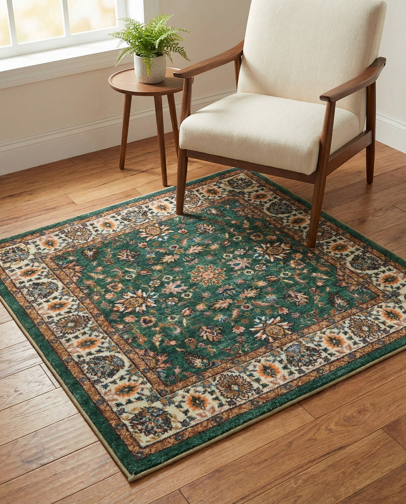 Casablanca Tapestry Collection Area Rug -  Marrakech (Emerald Green) Square Emerald Green  lifestyle 27