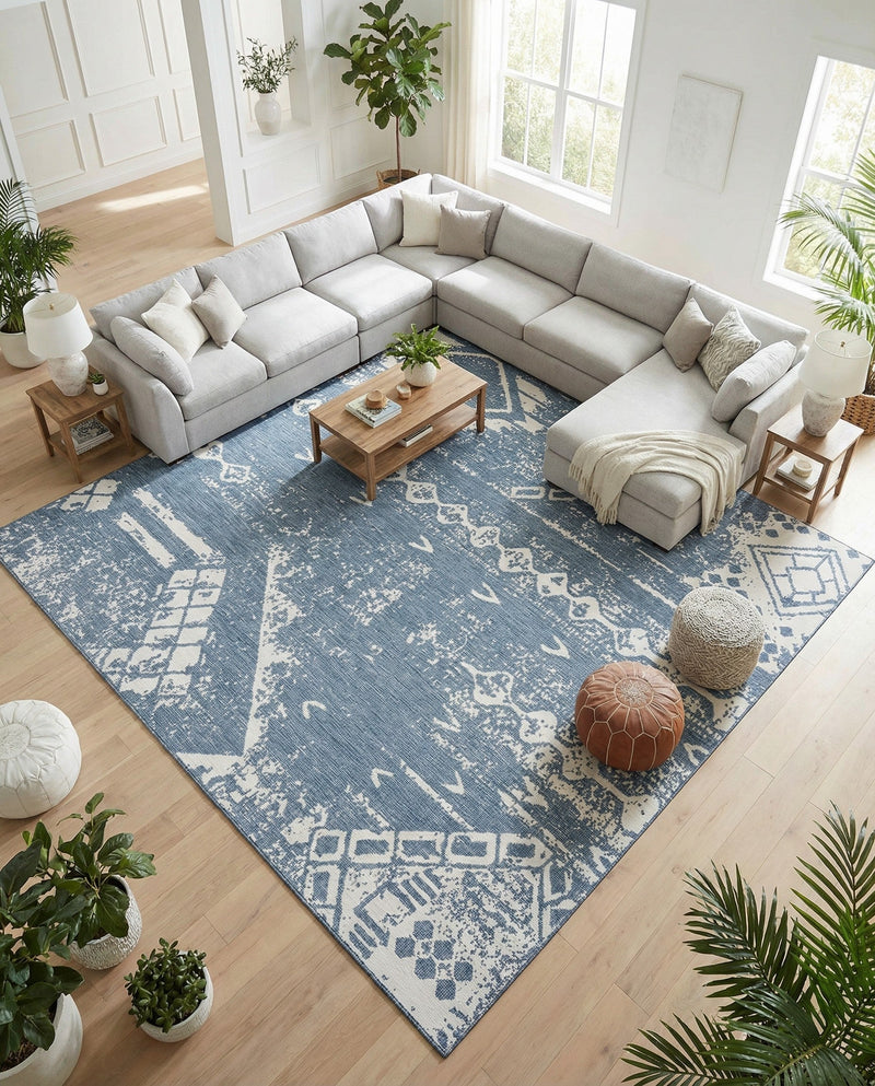 Desert Nomad Terrace Collection Area Rug - Sahara (Blue) Square Blue  lifestyle 33