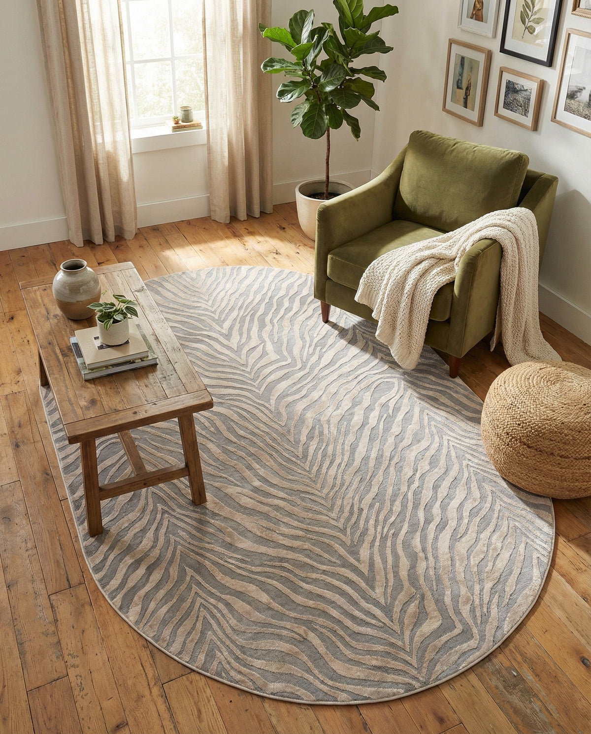 Bloomsbury Elegance Collection Area Rug -  Chelsea Oval Gray and Ivory  lifestyle 134