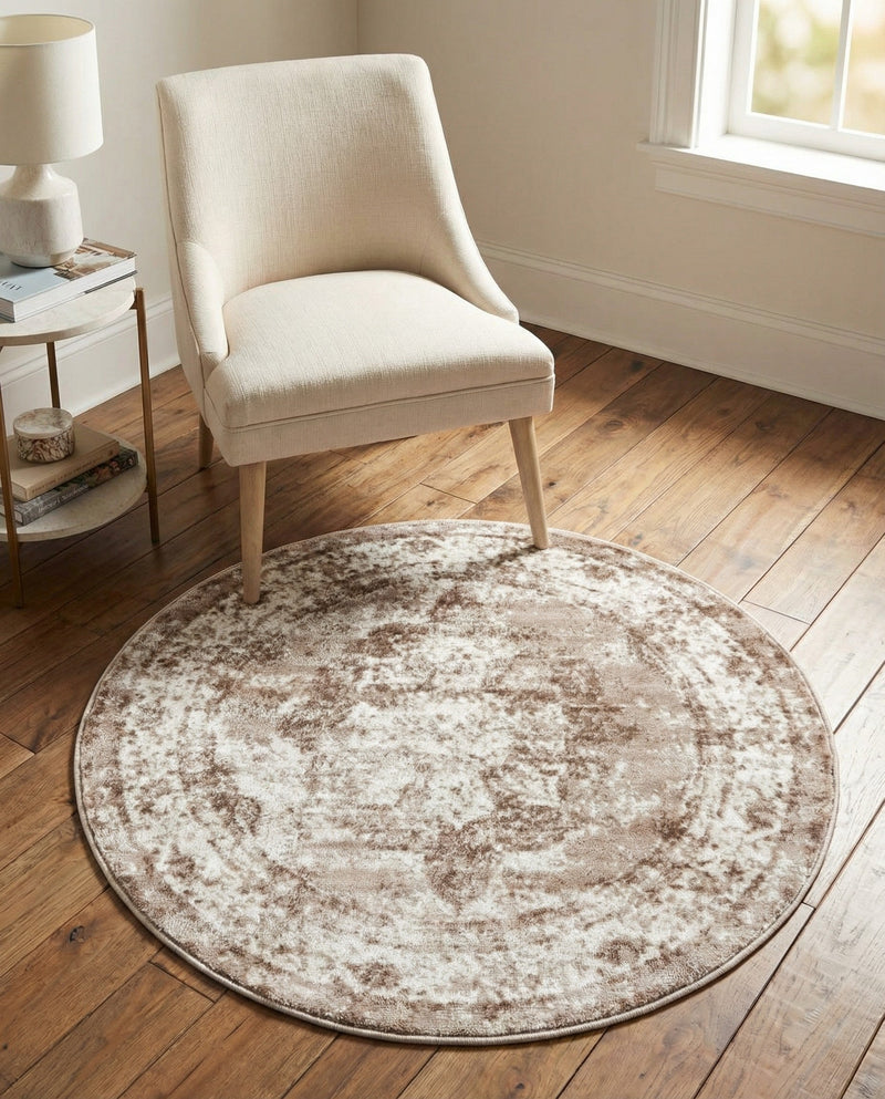 Riviera Elegance Collection Area Rug -  Menton (Beige) Round Beige  lifestyle 63