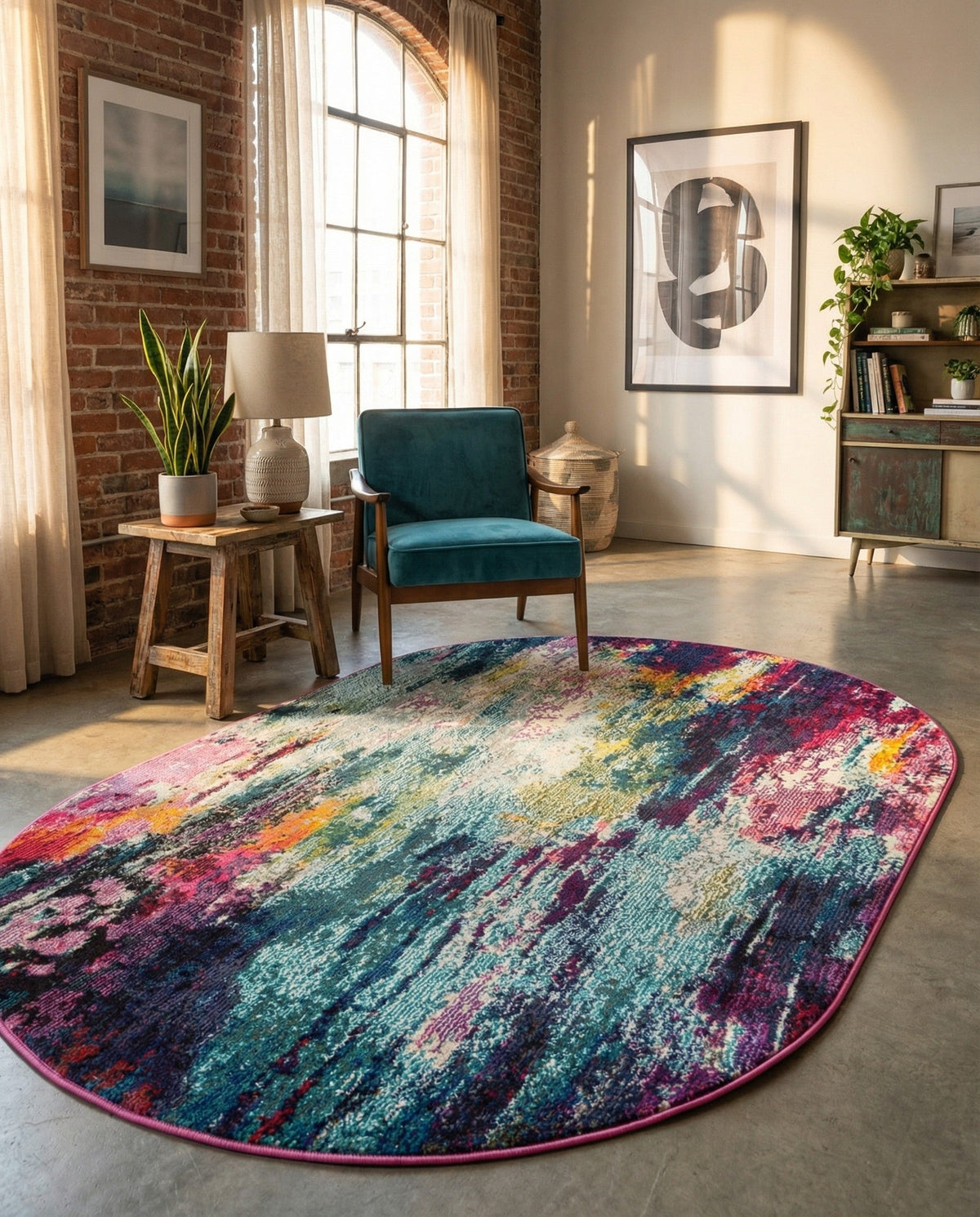 Chromatic Oasis Collection Area Rug -  Oasis Oval Multi  lifestyle 106