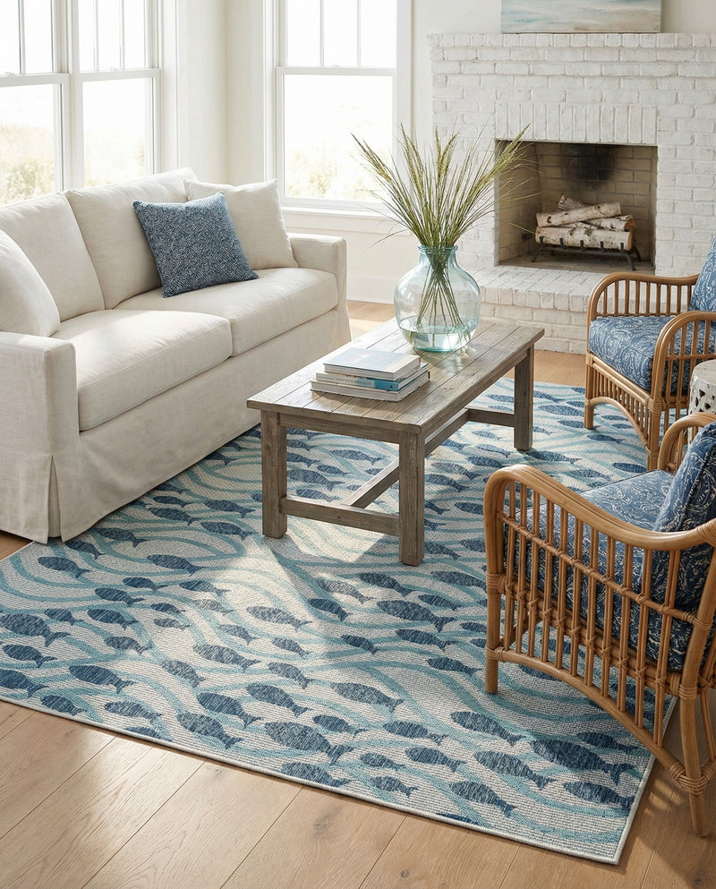 Seaside Haven Rugs Collection Area Rug -  Harbor Rectangle Blue  lifestyle 7