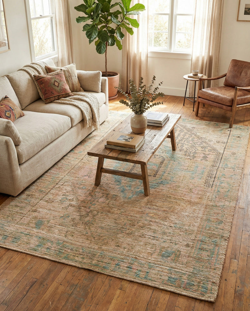 Savannah Threads Collection Area Rug -  Mojave Rectangle Khaki and Ivory  lifestyle 14