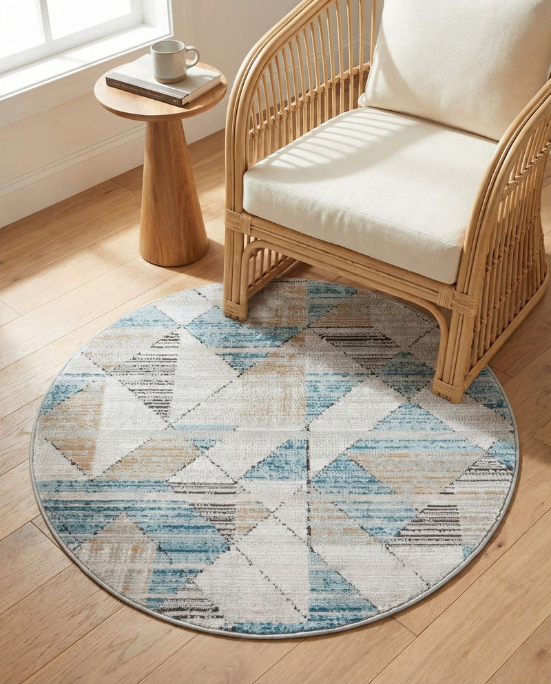 Dresden Elegance Collection Area Rug - Meissen Round Blue  lifestyle 30