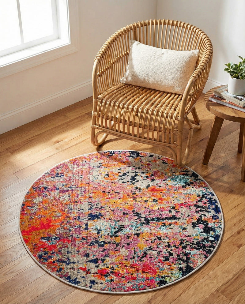 Colorburst Oasis Collection Area Rug -  Prism Round Multi  lifestyle 70