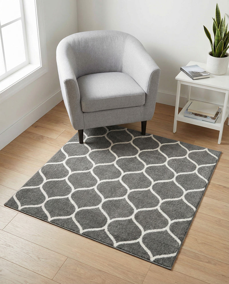 Trellis Mosaic Collection Area Rug -  Pergolatown (Dark Gray) Square Dark Gray  lifestyle 60