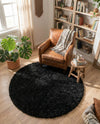 Eternal Plush Oasis Collection Area Rug -  Tranquility (Onyx Black) Round Onyx Black  lifestyle 54