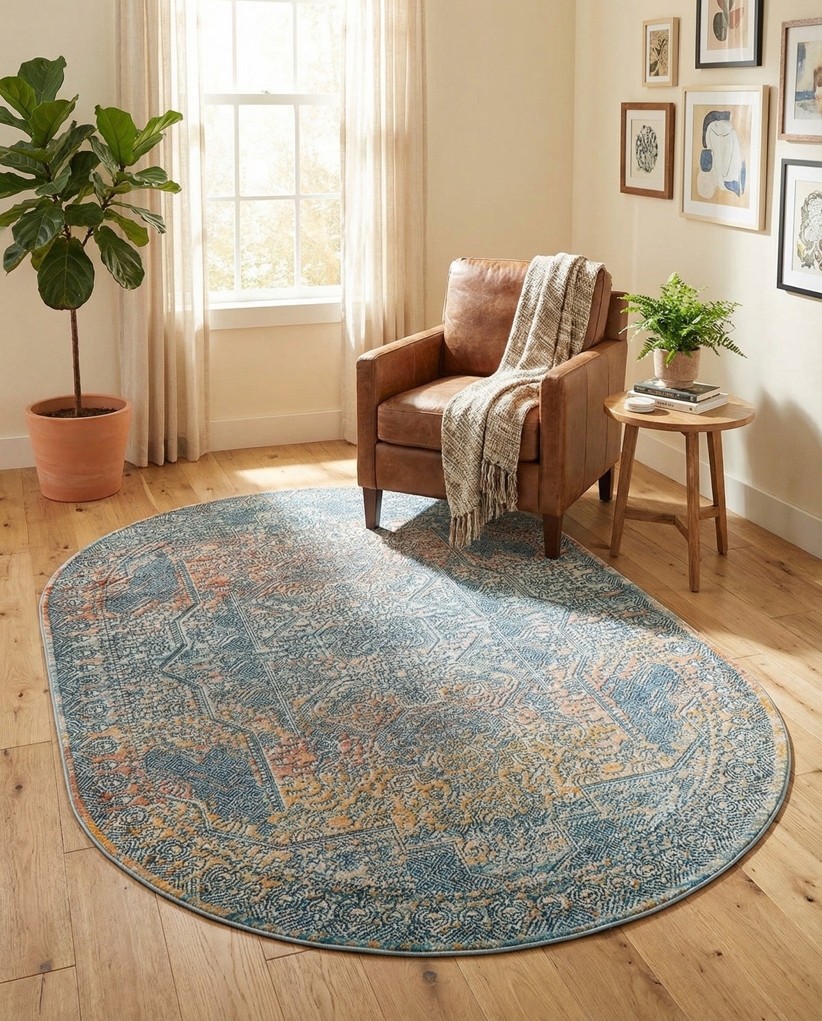 Coastal Haven Collection Area Rug -  Oceania Oval Multi  lifestyle 70