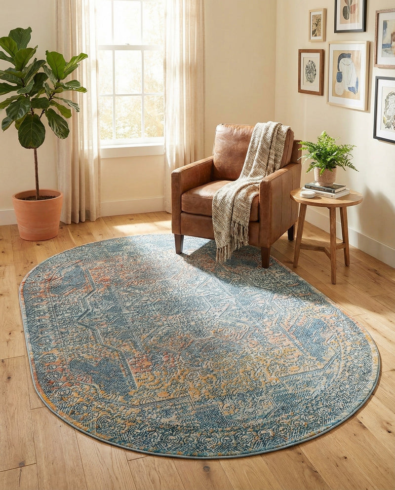 Coastal Haven Collection Area Rug -  Oceania Oval Multi  lifestyle 70