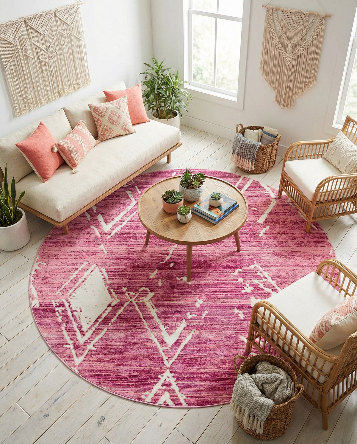 Metro Heights Collection Area Rug -  Madison Round Pink  lifestyle 149
