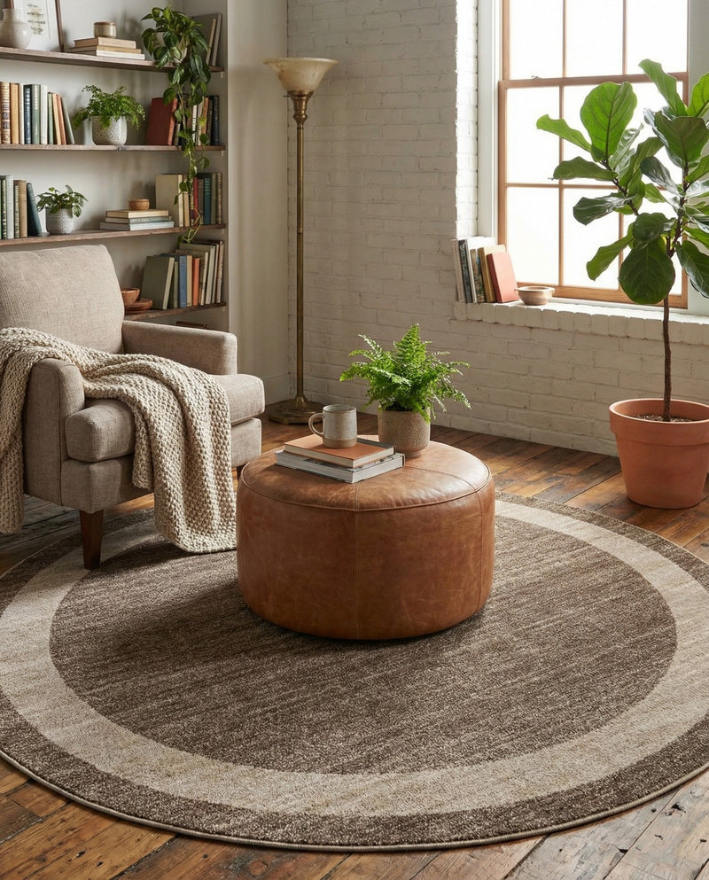 Studio Haven Collection Area Rug -  Alcove (Light Brown) Round Light Brown  lifestyle 53